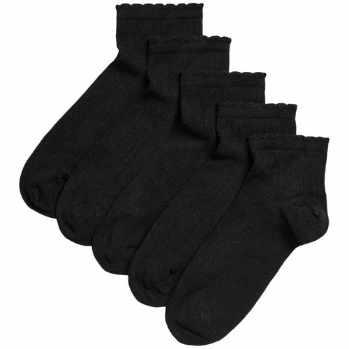M&S Womens Collection, Seamless Toes Anklets, size 3-5, Black
