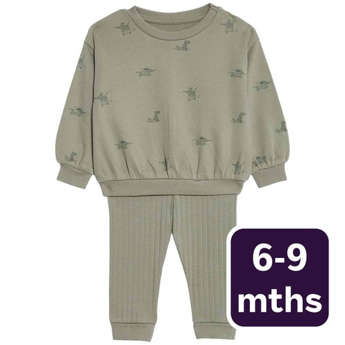 M&S Khaki Leggings Outfit, 6-9 Months, Khaki