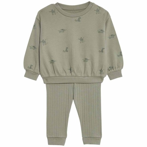 M&S Khaki Leggings Outfit, 6-9 Months, Khaki thumbnail 2