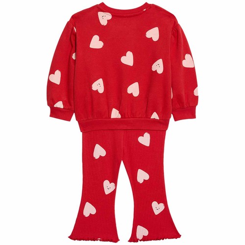 M&S Heart Sweat Outfit, 9-12 Months, Red thumbnail 4