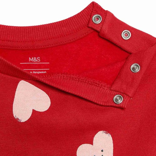 M&S Heart Sweat Outfit, 9-12 Months, Red thumbnail 5