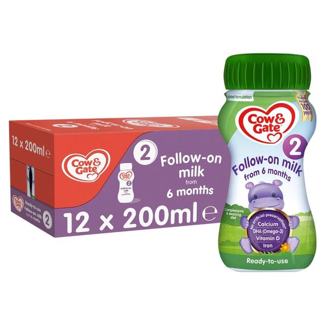 Cow & Gate 2 Follow On Baby Milk Formula Liquid Ready to Feed 6-12 Months