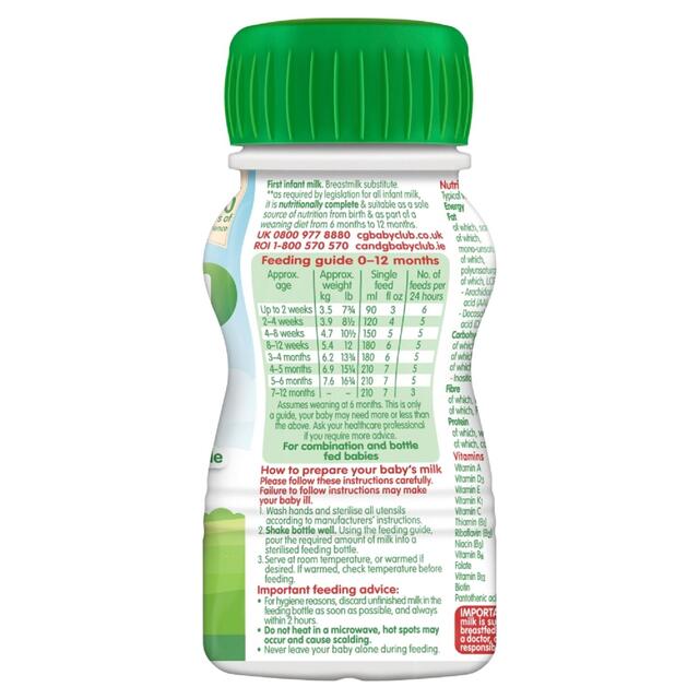 Cow & Gate 1 First Infant Baby Milk Formula Liquid Ready to Feed from Birth thumbnail 3