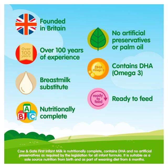 Cow & Gate 1 First Infant Baby Milk Formula Liquid Ready to Feed from Birth thumbnail 4