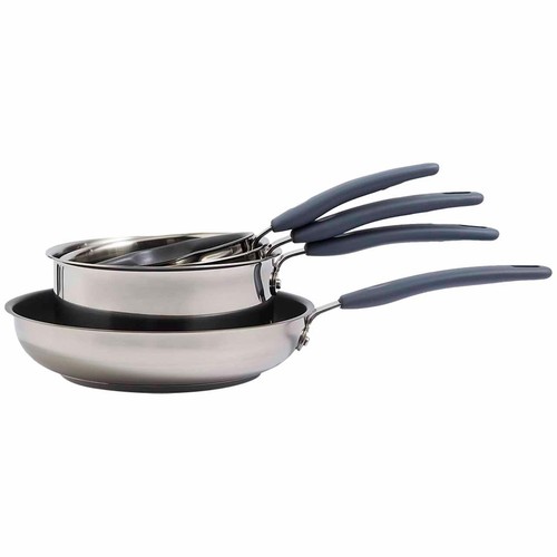 M&S 4 Pack Stainless Steel Pan Set, One Size, Silver thumbnail 2