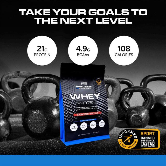 H&B Precision Engineered Whey Protein Powder Strawberry thumbnail 3