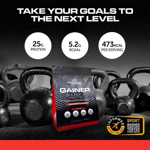 H&B Precision Engineered Gainer Protein Powder Strawberry thumbnail 3