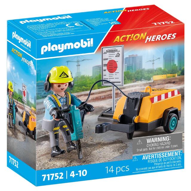 Playmobil 71752 Action Heroes Construction Worker with Pneumatic Drill