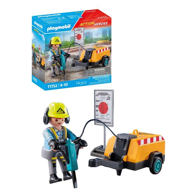 Playmobil 71752 Action Heroes Construction Worker with Pneumatic Drill thumbnail 3