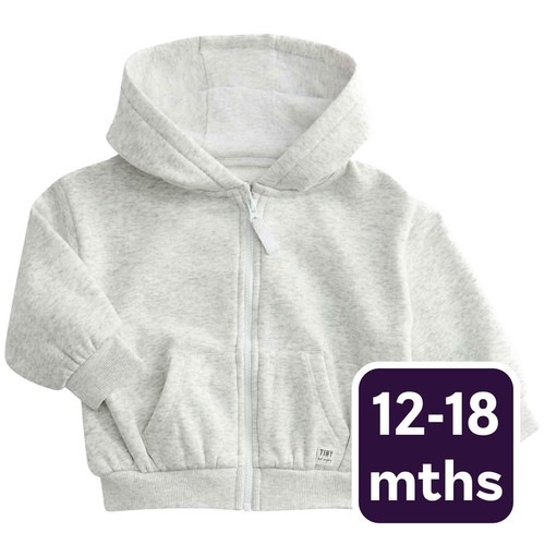 M&S Tommy Zip Up Hoodie, 12-18 Months, Grey Marl