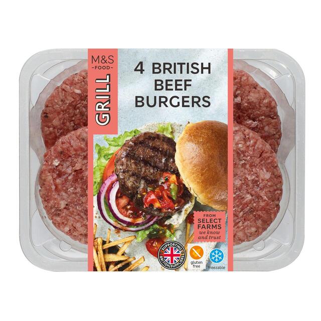 M&S 4 Beef Burgers