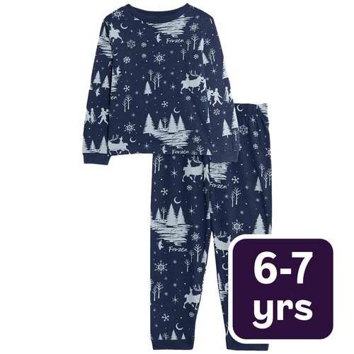 M&S Frozen Pyjamas, 6-7 Years, Navy
