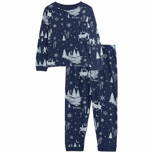 M&S Frozen Pyjamas, 3-4 Years, Navy thumbnail 2