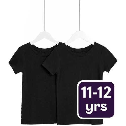 M&S Unisex, Heatgen Thermal Tops, 11-12 Years, Black