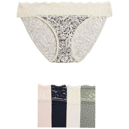M&S Womens, Cotton Blend Printed Bikini Knickers, Size 18, Green Mix thumbnail 2