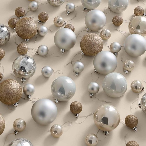 M&S Shatterproof White, Silver & Gold Baubles thumbnail 3