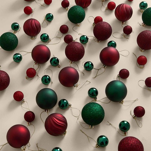 M&S Shatterproof Red & Green Baubles thumbnail 2