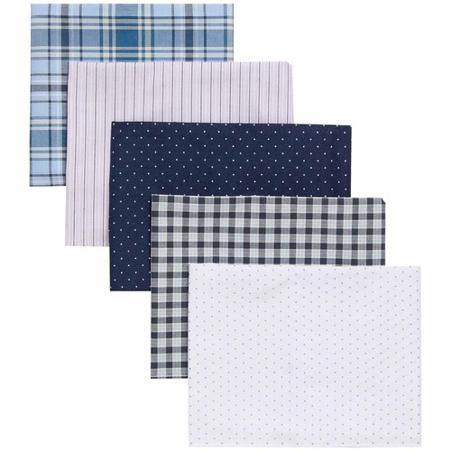 M&S Mens Pure Cotton Patterned Handkerchiefs, Blue thumbnail 2