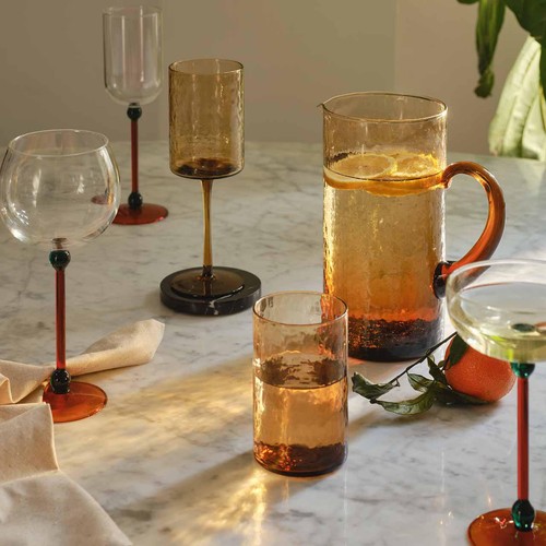 M&S Hammered Wine Glasses, Brown thumbnail 5