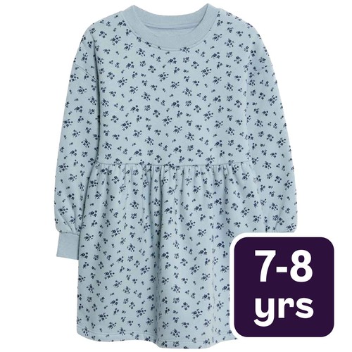 M&S Ditsy Floral Dress, 7-8 Years, Navy