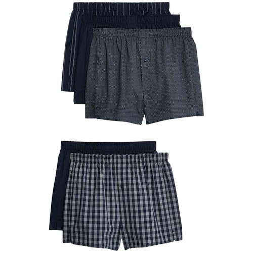 M&S Mens Pure Cotton Assorted Woven Boxers, XXL, Dark Navy thumbnail 2