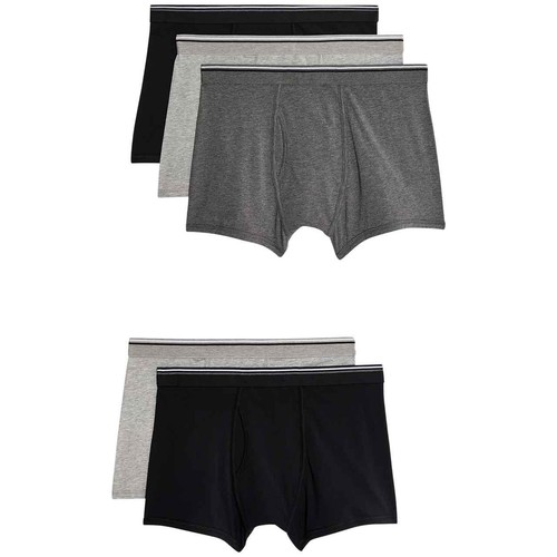 M&S Mens Cotton Stretch Marl Trunks, XXL, Grey