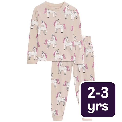 M&S Kids, Unicorn Pyjama Set, 2-3 Years, Calico