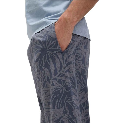 M&S Mens Pure Cotton Palm Print Pyjama Set, XXL, Light Blue thumbnail 7