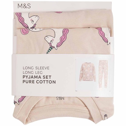 M&S Kids, Unicorn Pyjama Set, 6-7 Years, Calico thumbnail 3