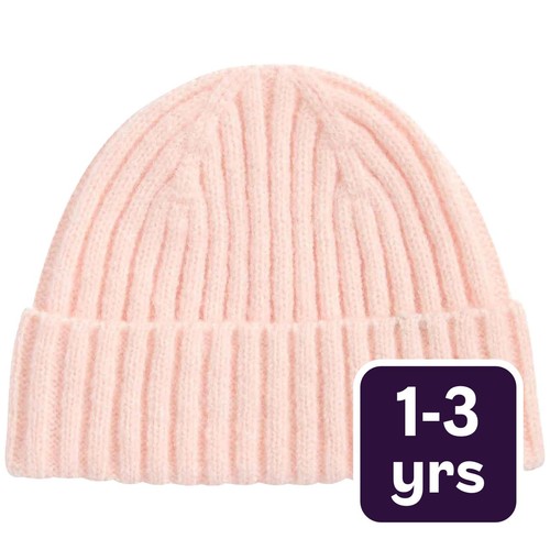 M&S Kids Fisherman Beanie Hat, 1-3 Years, Pink