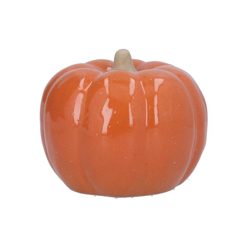 Orange Earthenware Large Pumpkin Ornament Autumn Halloween