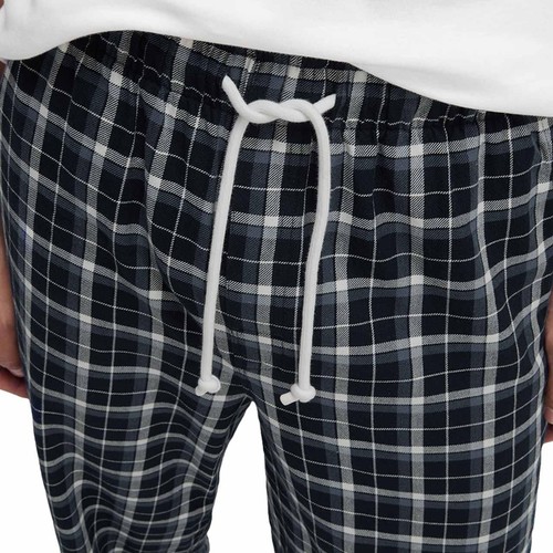 M&S Mens Pure Cotton Checked Loungewear Bottoms 2XL Navy thumbnail 5