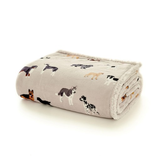 Deyongs Mixed Dogs Oatmeal Sherpa Throw