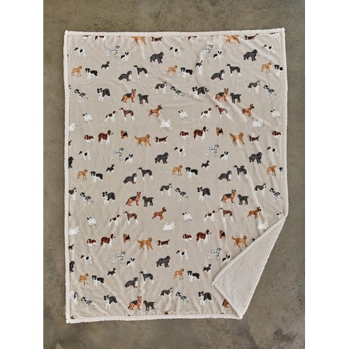 Deyongs Mixed Dogs Oatmeal Sherpa Throw thumbnail 3