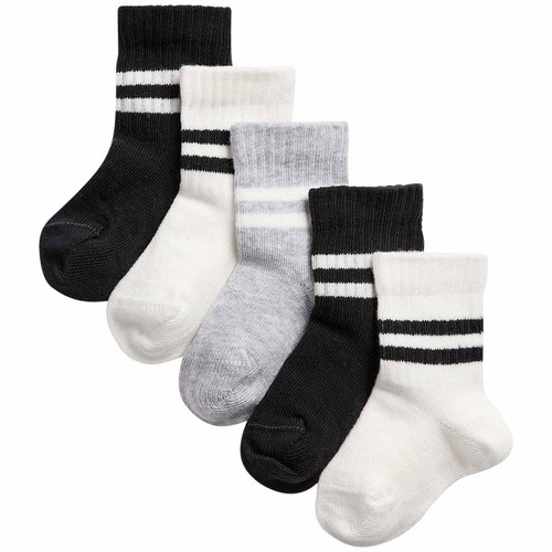 M&S Unisex Cotton Baby Socks, 0-6 Months, Black thumbnail 2