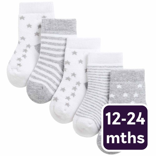 M&S Terry Stars Socks, 12-24 Months, Grey