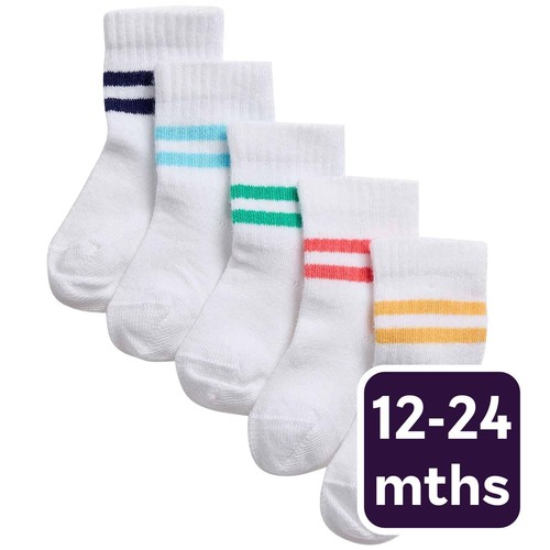 M&S Girls Cotton Baby Socks, 12-24 Months, White