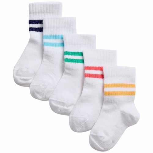 M&S Girls Cotton Baby Socks, 12-24 Months, White thumbnail 2
