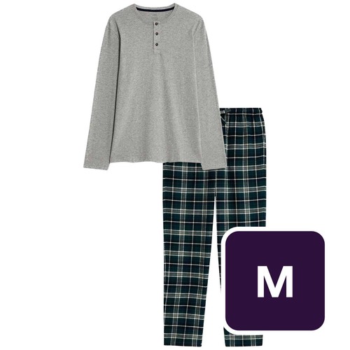M&S Cotton Pyjama Set, M, Grey