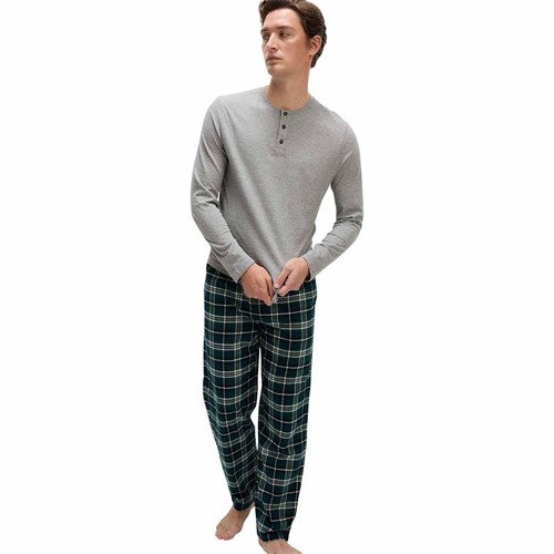 M&S Cotton Pyjama Set, M, Grey thumbnail 4