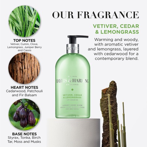 Baylis & Harding Vetiver, Cedar & Lemongrass Anti-Bacterial Hand Wash thumbnail 2