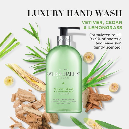 Baylis & Harding Vetiver, Cedar & Lemongrass Anti-Bacterial Hand Wash thumbnail 4