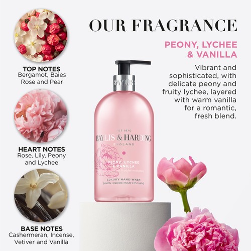 Baylis & Harding Peony, Lychee & Vanilla Hand Wash thumbnail 5