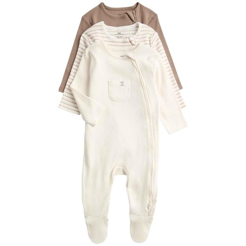 M&S Pocket Paris Zip Footed Sleepsuit, 2-3 Years, Oatmeal
