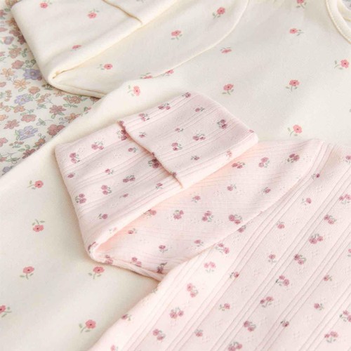 M&S Autumnal Floral Popper Footed Sleepsuit, 18-24 Months, Pale Blush thumbnail 2