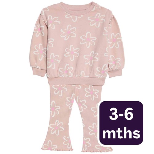 M&S Floral Outfit, 3-6 Months, Pink