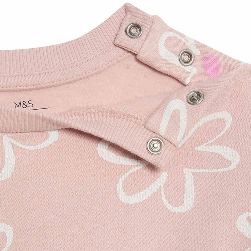 M&S Floral Outfit, 3-6 Months, Pink thumbnail 5