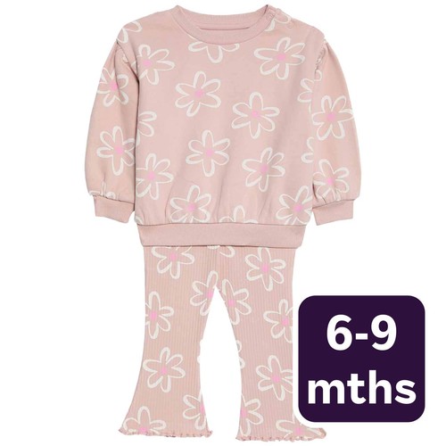 M&S Floral Outfit, 6-9 Months, Pink