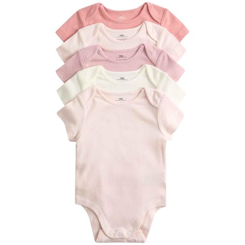 M&S Plain Sleepsuit, 0-3 Months, Pink thumbnail 2