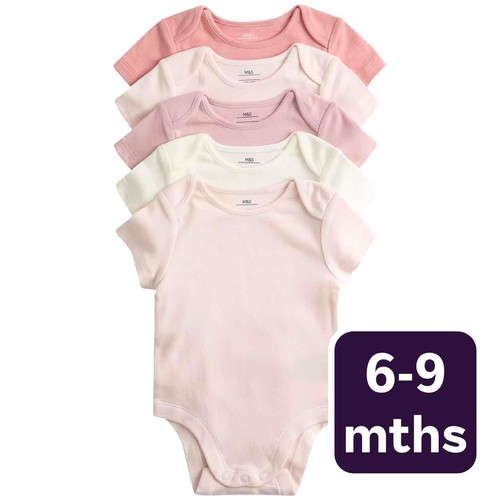 M&S Plain Sleepsuit, 6-9 Months, Pink